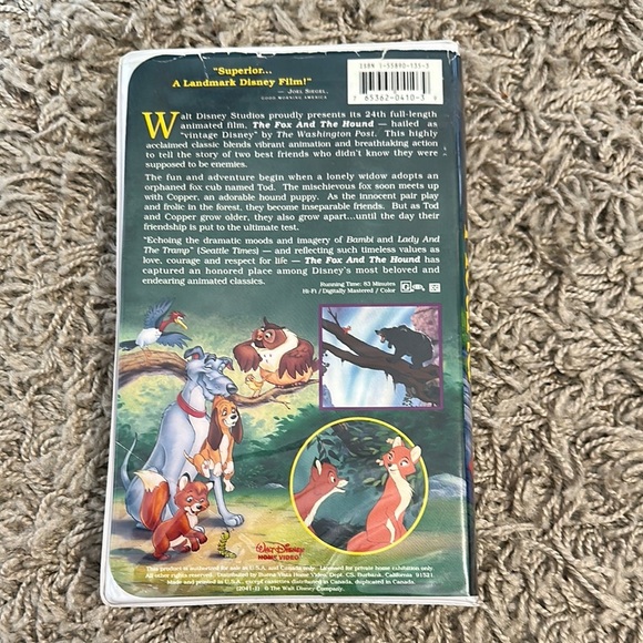 The Fox and the Hound 1994 VHS Black Diamond Walt Disney Classic - Picture 2 of 13
